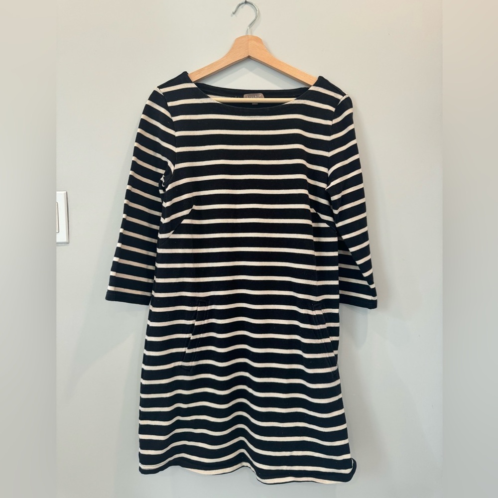 Lilla P Cotton Black and White Striped Knee-length Dress
